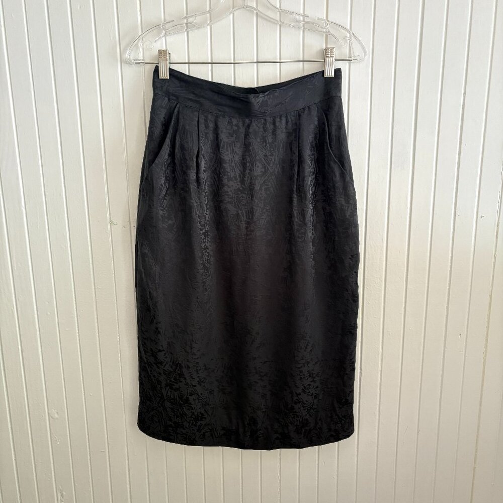 Vintage 1980s Silk Pencil Skirt with Pockets